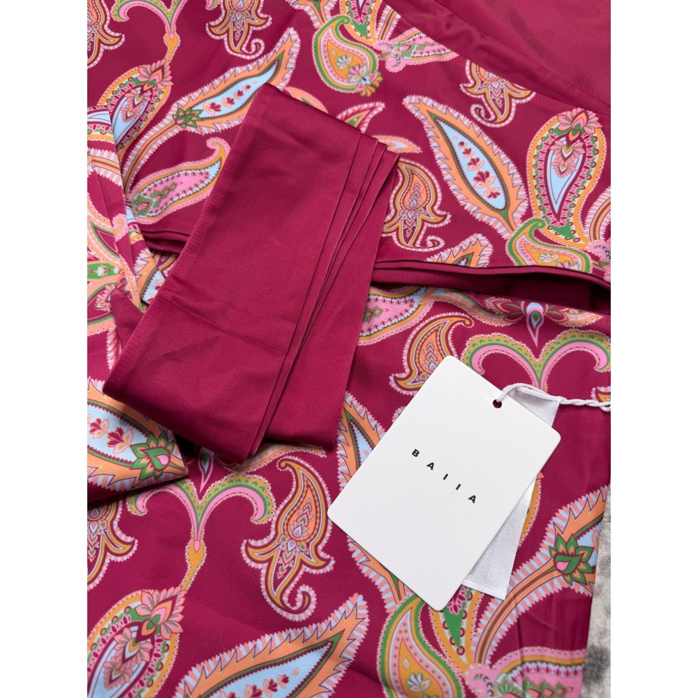 BAIIA Reversible 5-Piece Bikini Magenta Paisley Wrap Women's 14 NEW - Picture 2 of 10